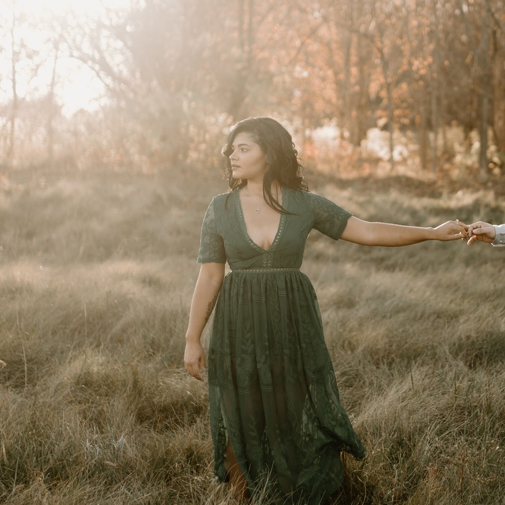 Emerald green lace dress